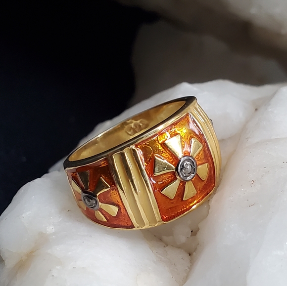 Solid Sterling Silver 925/18k Gold Ring Raw African Diamonds - Picture 8 of 10